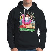 Mele Kalikimaka Tropical Hawaiian Christmas in Hawaii Beach Santa Hoodie - Wonder Print Shop