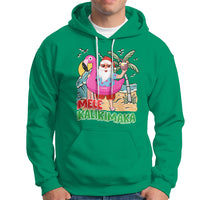 Mele Kalikimaka Tropical Hawaiian Christmas in Hawaii Beach Santa Hoodie - Wonder Print Shop