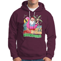 Mele Kalikimaka Tropical Hawaiian Christmas in Hawaii Beach Santa Hoodie - Wonder Print Shop