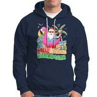 Mele Kalikimaka Tropical Hawaiian Christmas in Hawaii Beach Santa Hoodie - Wonder Print Shop