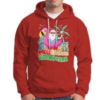 Mele Kalikimaka Tropical Hawaiian Christmas in Hawaii Beach Santa Hoodie - Wonder Print Shop