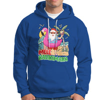 Mele Kalikimaka Tropical Hawaiian Christmas in Hawaii Beach Santa Hoodie - Wonder Print Shop