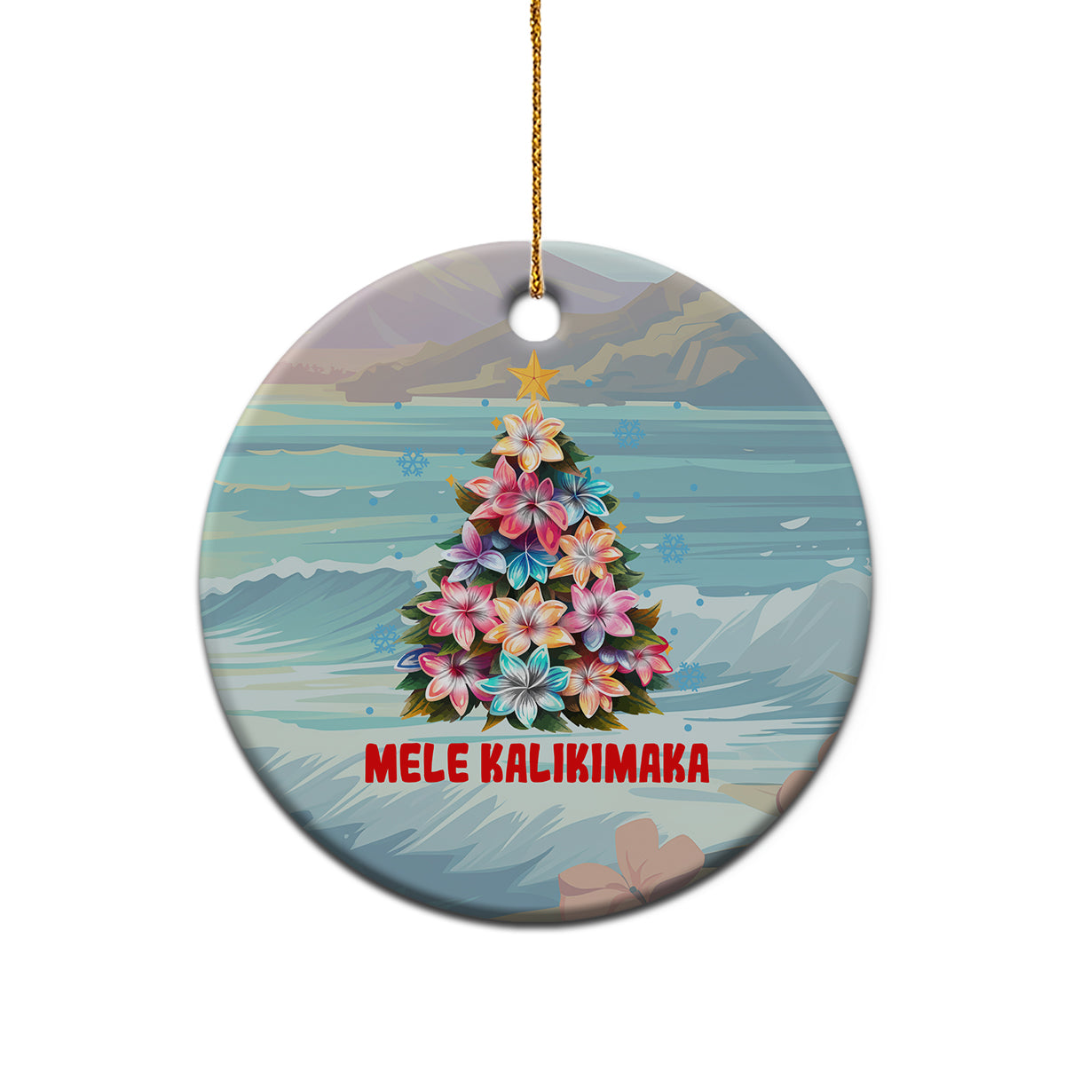 Hawaiian Christmas Ceramic Ornament Tropical Hawaii Plumeria Xmas Tree Mele Kalikimaka - Wonder Print Shop