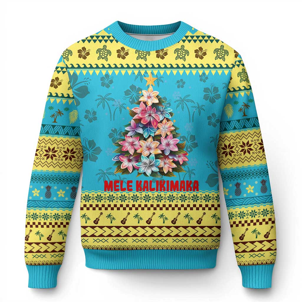 Xmas in Hawaii Ugly Christmas Sweater Mele Kalikimaka Tropical Hawaiian Plumeria - Wonder Print Shop