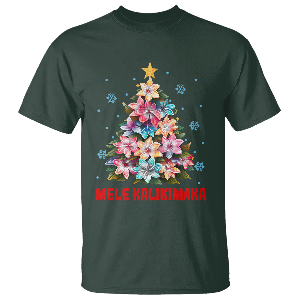 Tropical Hawaiian Plumeria Christmas Tree Mele Kalikimaka T Shirt - Wonder Print Shop