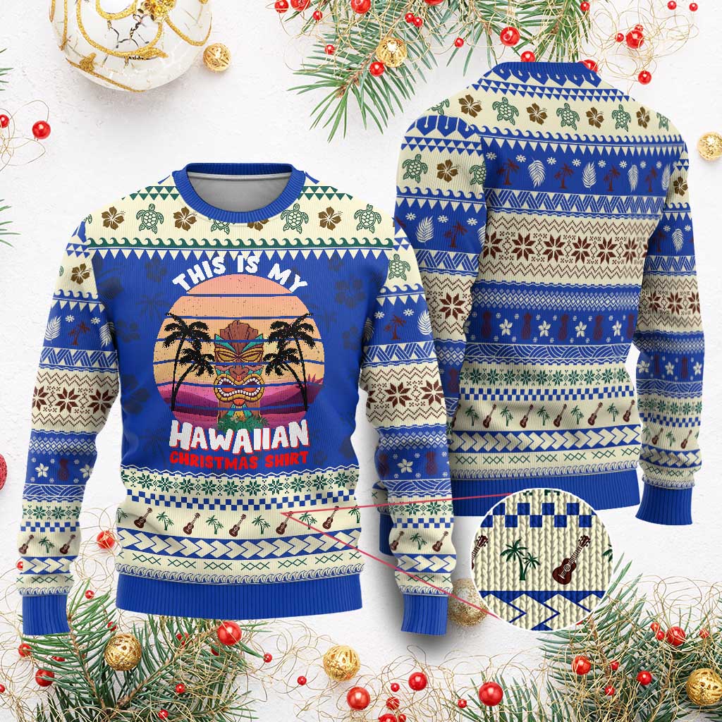 Xmas in Hawaii Ugly Christmas Sweater This Is My Hawaiian Tiki Retro Tropical Vibe - Wonder Print Shop
