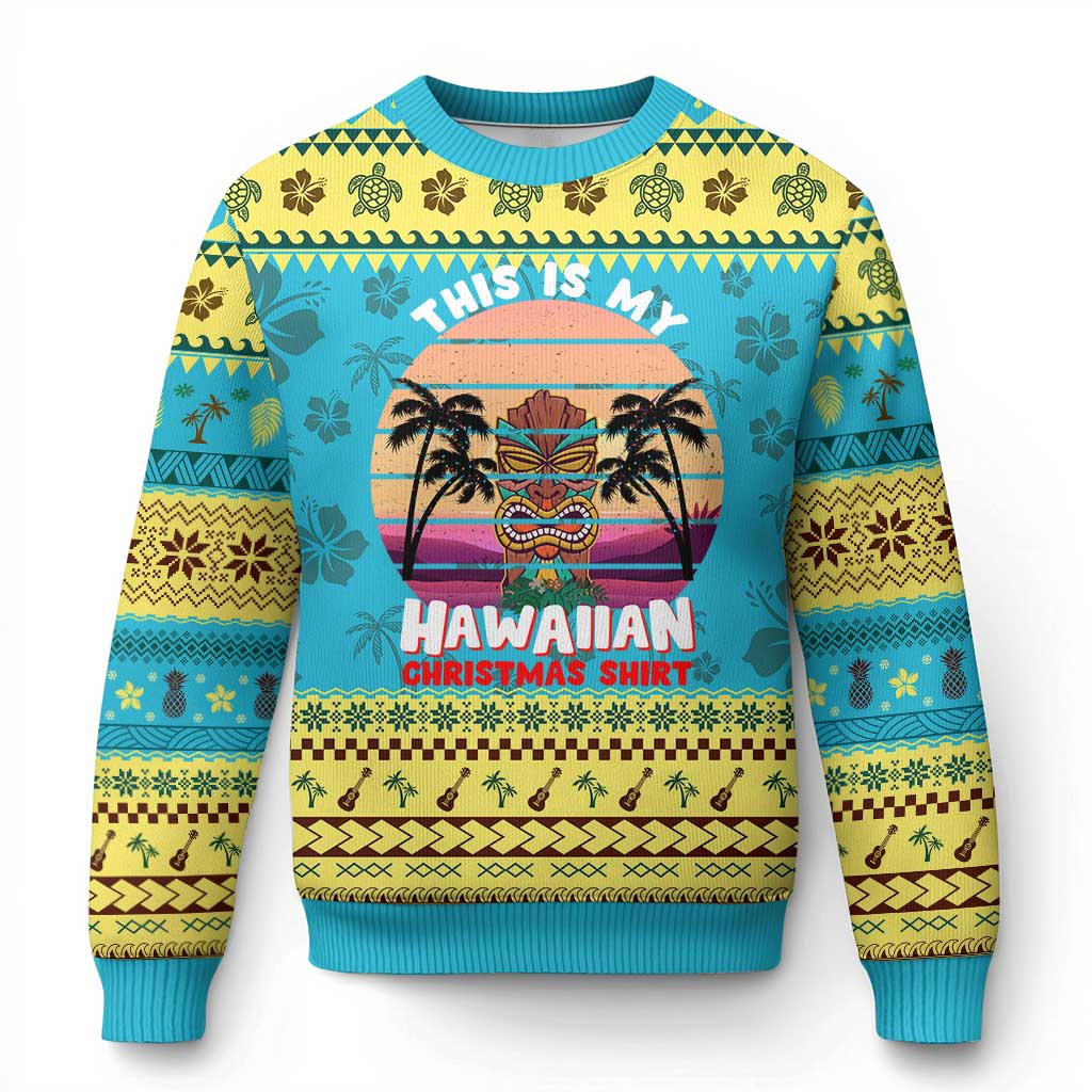 Xmas in Hawaii Ugly Christmas Sweater This Is My Hawaiian Tiki Retro Tropical Vibe - Wonder Print Shop