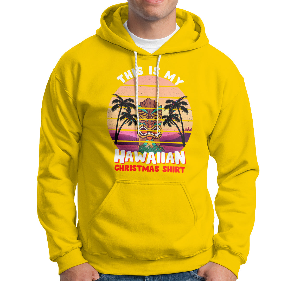 This Is My Hawaiian Christmas Shirt Retro Tropical Xmas Hawaii Tiki Hoodie - Wonder Print Shop