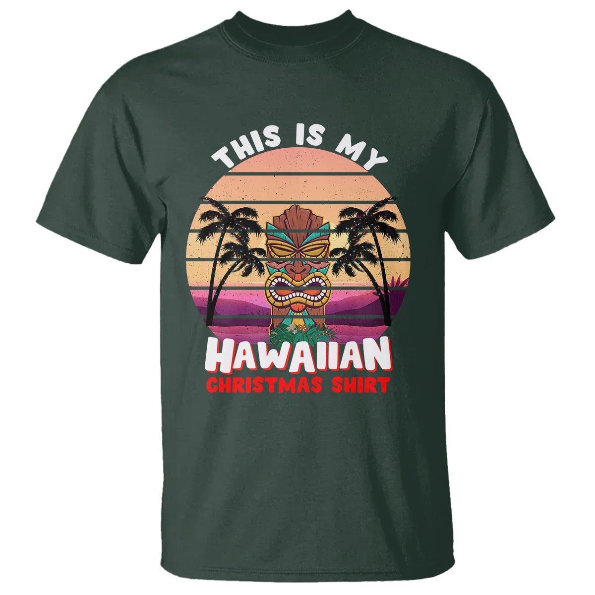 This Is My Hawaiian Christmas Shirt Retro Tropical Xmas Hawaii Tiki T Shirt - Wonder Print Shop