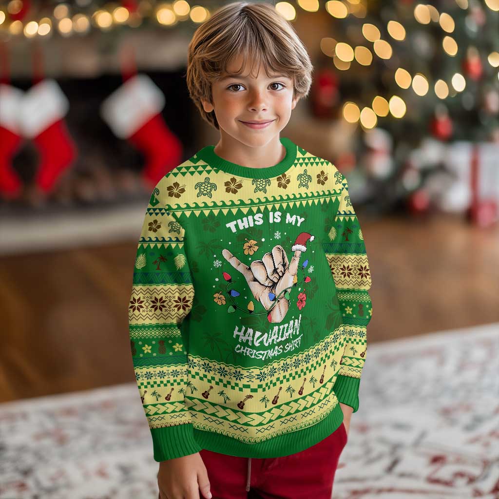 Xmas in Hawaii Ugly Christmas Sweater This Is My Hawaiian Shaka Tropical Vibe - Wonder Print Shop