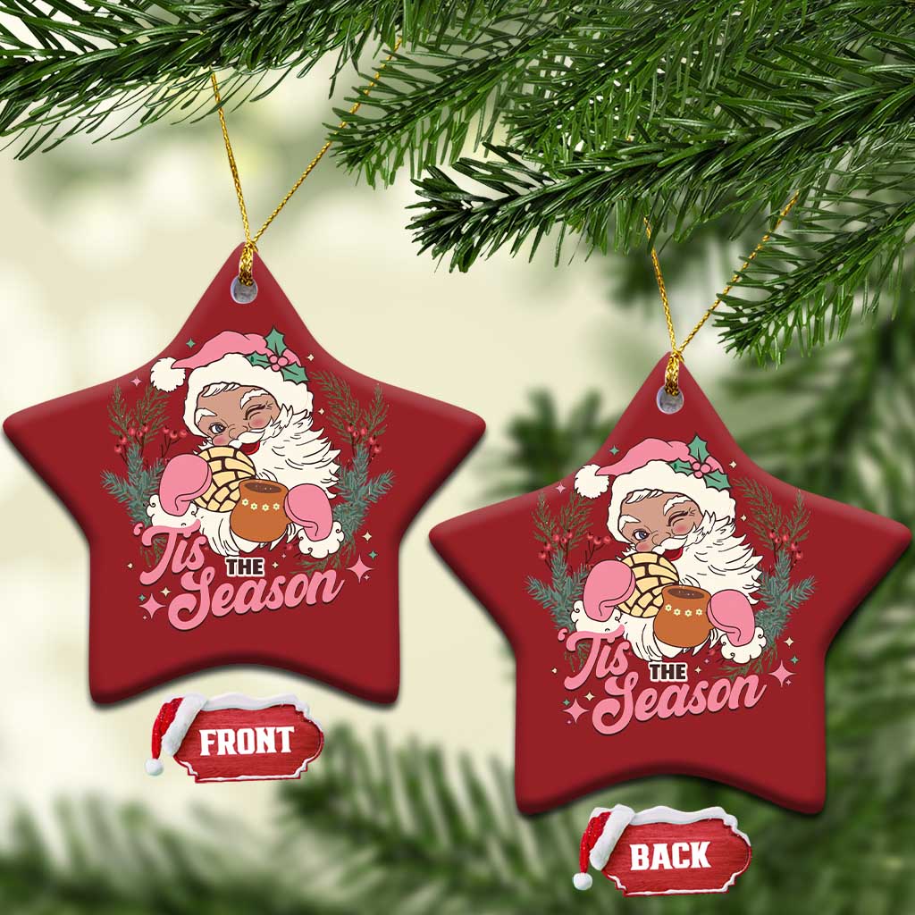 Retro Pink Santa Christmas Ornament Tis The Season Feliz Navidad Latin America Mexican Christmas - Wonder Print Shop