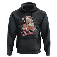 Retro Pink Santa Hoodie Tis The Season Feliz Navidad Latin America Mexican Christmas