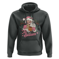 Retro Pink Santa Hoodie Tis The Season Feliz Navidad Latin America Mexican Christmas