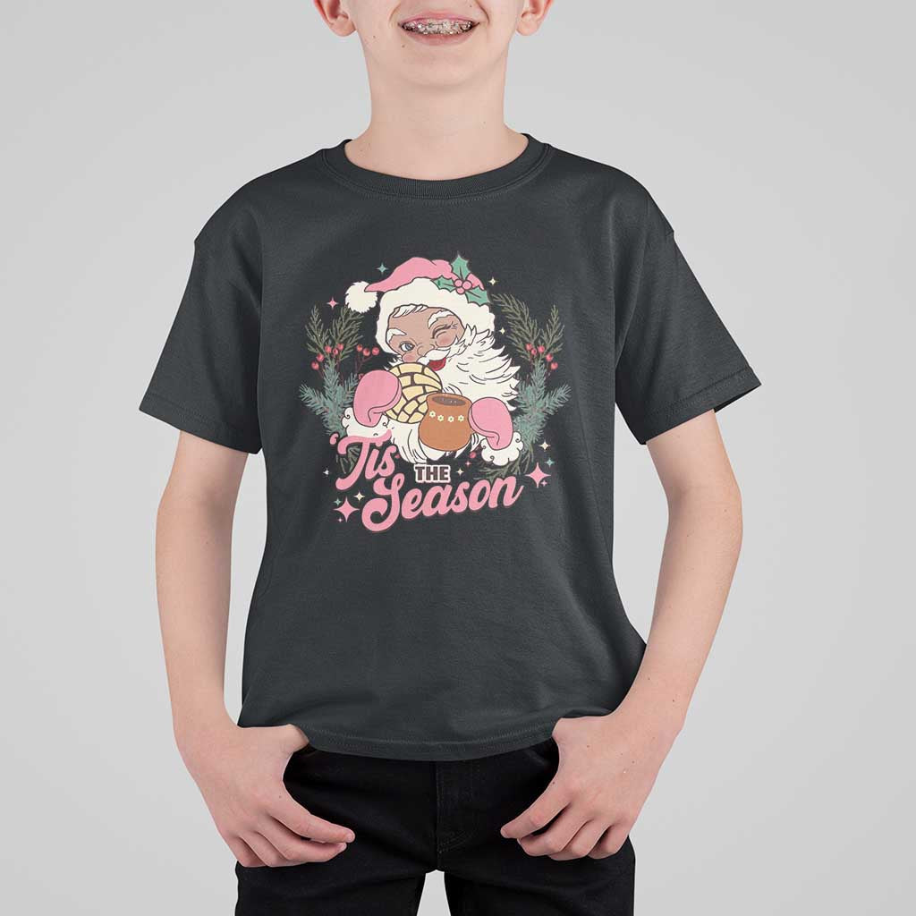 Retro Pink Santa T Shirt For Kid Tis The Season Feliz Navidad Latin America Mexican Christmas - Wonder Print Shop