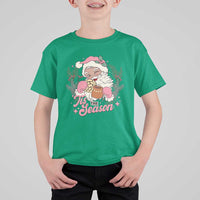 Retro Pink Santa T Shirt For Kid Tis The Season Feliz Navidad Latin America Mexican Christmas - Wonder Print Shop