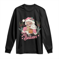 Retro Pink Santa Long Sleeve Shirt Tis The Season Feliz Navidad Latin America Mexican Christmas