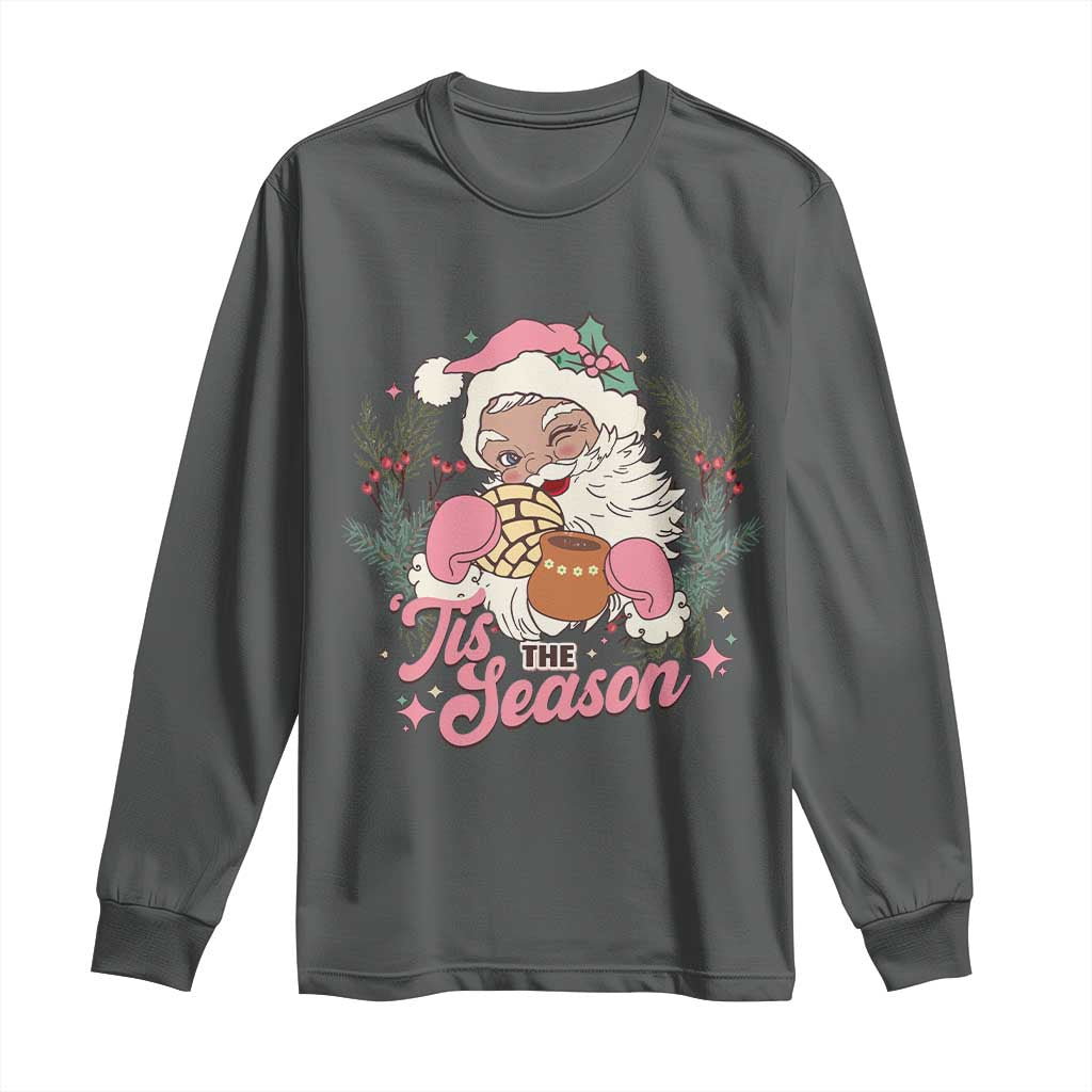 Retro Pink Santa Long Sleeve Shirt Tis The Season Feliz Navidad Latin America Mexican Christmas