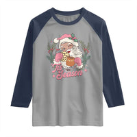 Retro Pink Santa Raglan Shirt Tis The Season Feliz Navidad Latin America Mexican Christmas