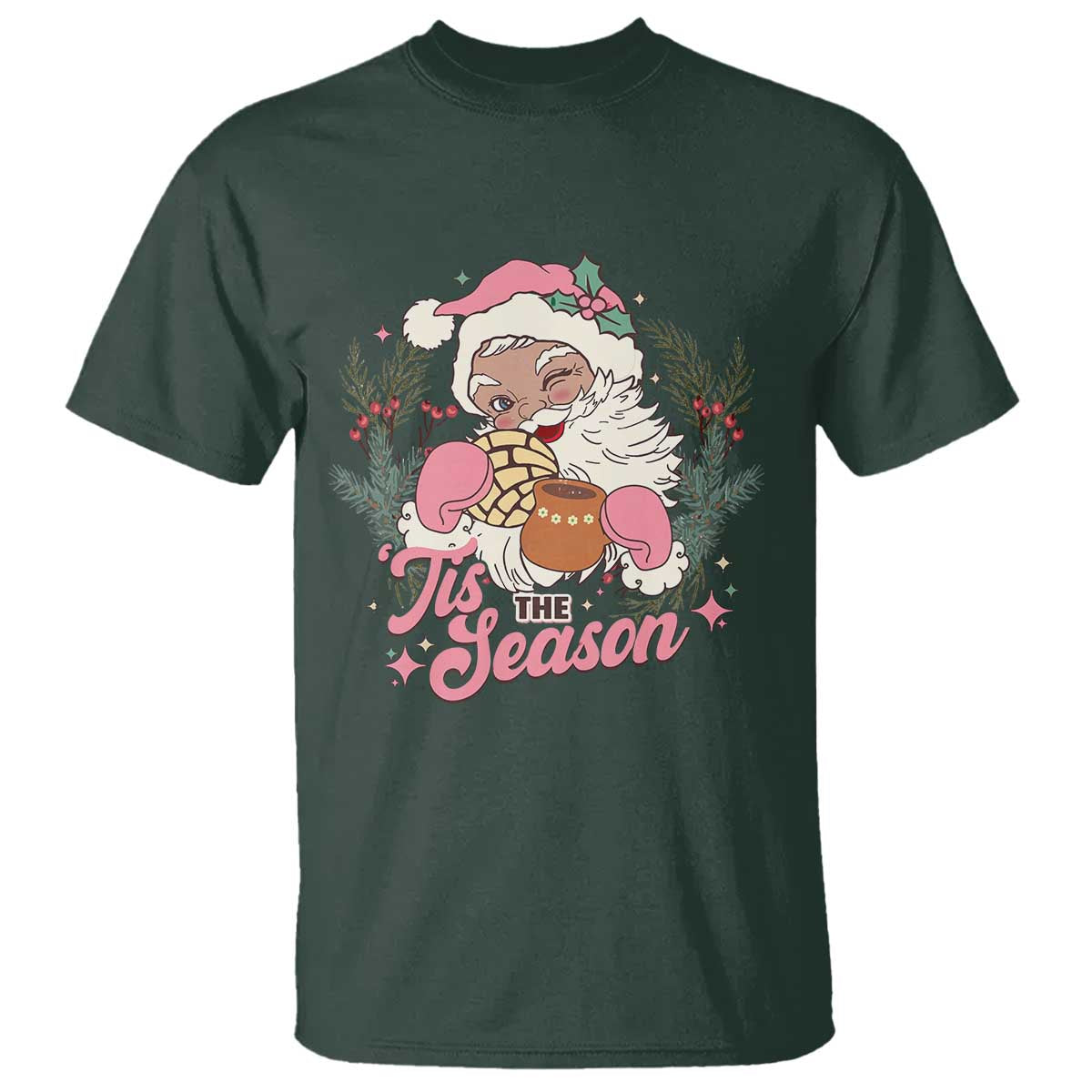 Retro Pink Santa T Shirt Tis The Season Feliz Navidad Latin America Mexican Christmas - Wonder Print Shop