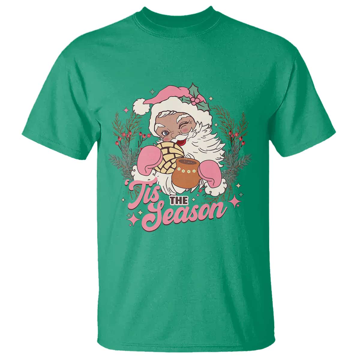Retro Pink Santa T Shirt Tis The Season Feliz Navidad Latin America Mexican Christmas - Wonder Print Shop