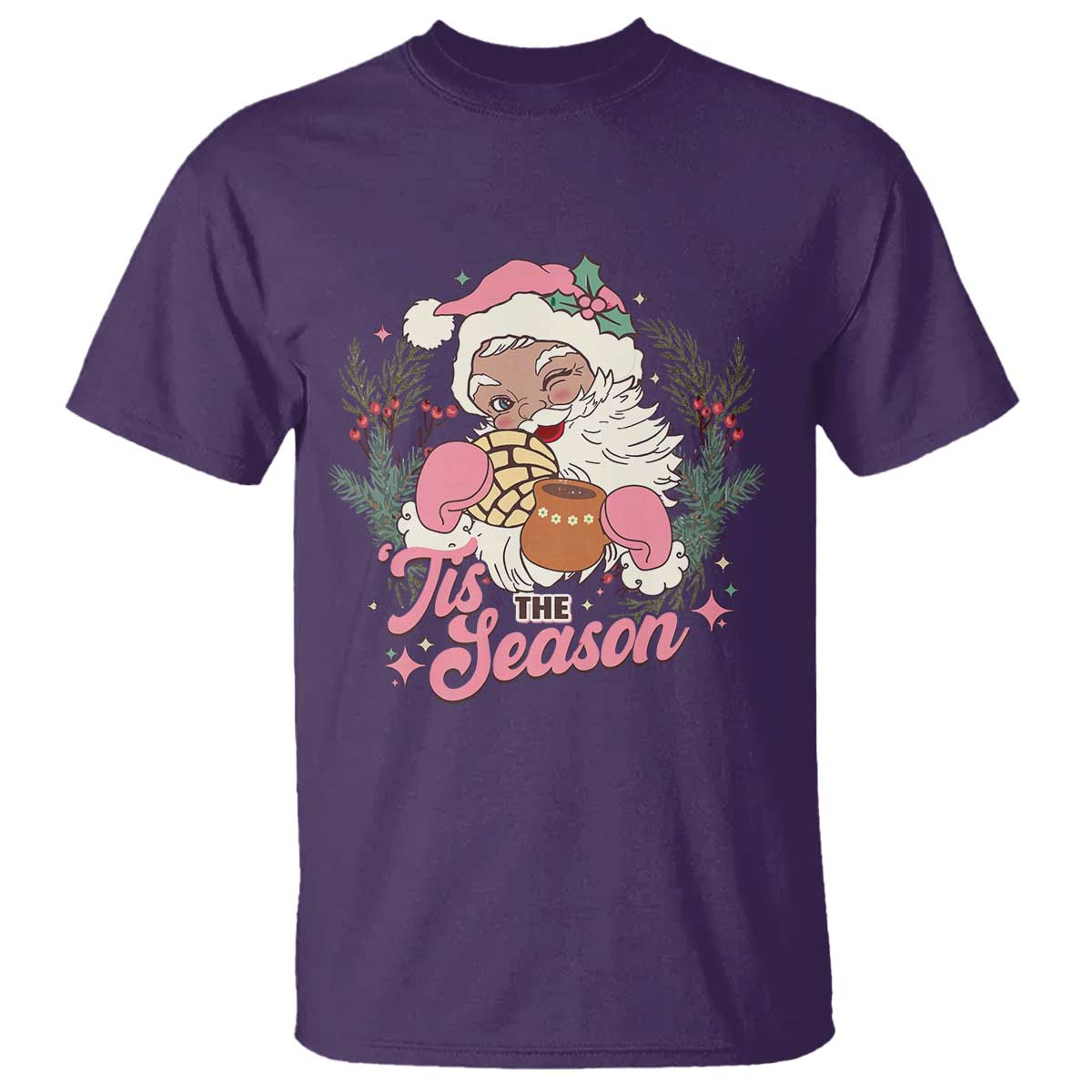 Retro Pink Santa T Shirt Tis The Season Feliz Navidad Latin America Mexican Christmas - Wonder Print Shop