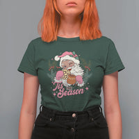Retro Pink Santa T Shirt For Women Tis The Season Feliz Navidad Latin America Mexican Christmas - Wonder Print Shop