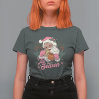 Retro Pink Santa T Shirt For Women Tis The Season Feliz Navidad Latin America Mexican Christmas - Wonder Print Shop