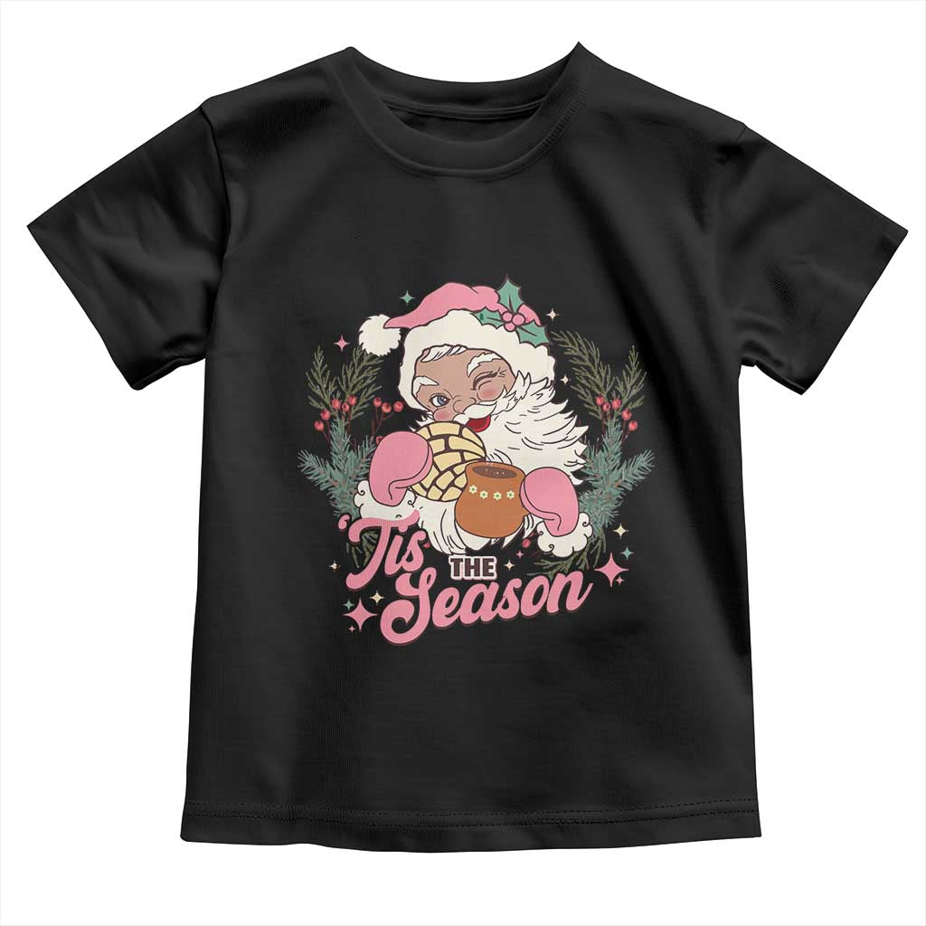 Retro Pink Santa Toddler T Shirt Tis The Season Feliz Navidad Latin America Mexican Christmas