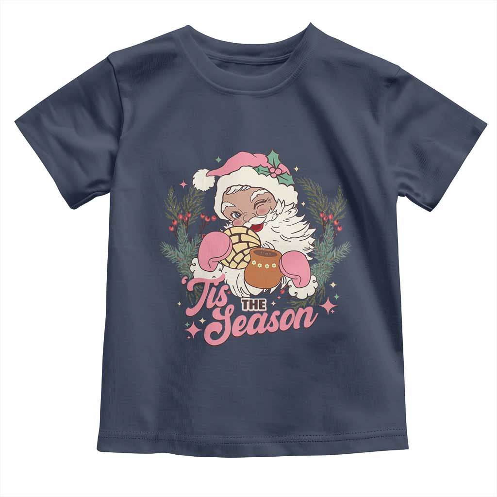 Retro Pink Santa Toddler T Shirt Tis The Season Feliz Navidad Latin America Mexican Christmas