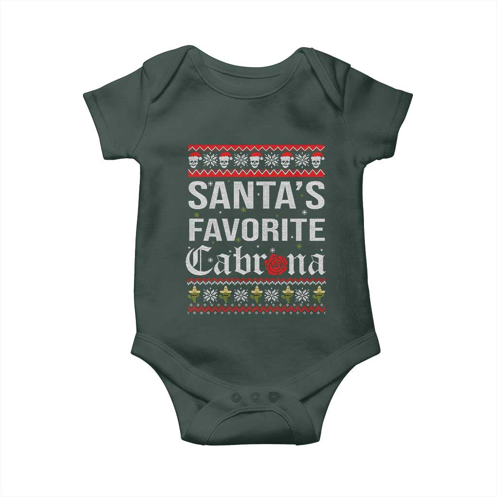 Funny Mexican Ugly Christmas Baby Onesie Santa's Favorite Cabrona Xmas Party Gift
