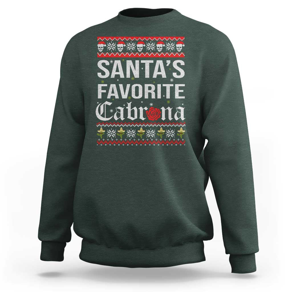 Funny Mexican Ugly Christmas Sweatshirt Santa's Favorite Cabrona Xmas Party Gift - Wonder Print Shop
