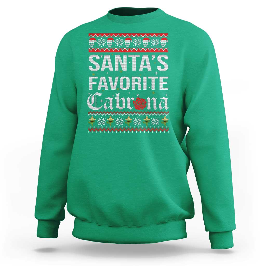 Funny Mexican Ugly Christmas Sweatshirt Santa's Favorite Cabrona Xmas Party Gift - Wonder Print Shop