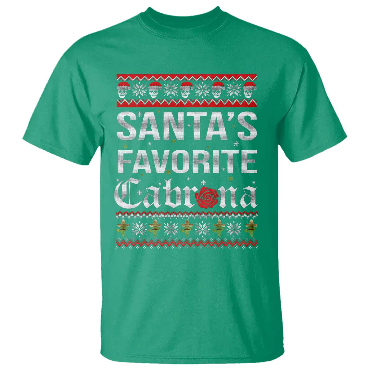Funny Mexican Ugly Christmas T Shirt Santa's Favorite Cabrona Xmas Party Gift - Wonder Print Shop
