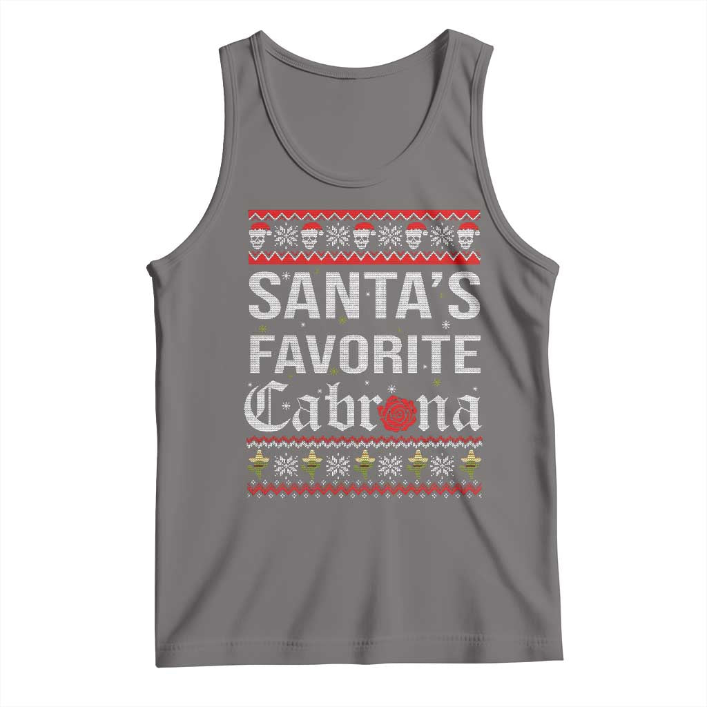 Funny Mexican Ugly Christmas Tank Top Santa's Favorite Cabrona Xmas Party Gift