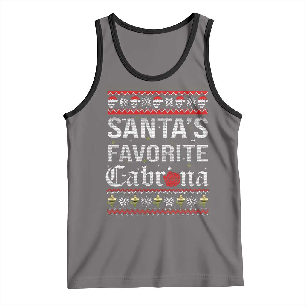Funny Mexican Ugly Christmas Tank Top Santa's Favorite Cabrona Xmas Party Gift