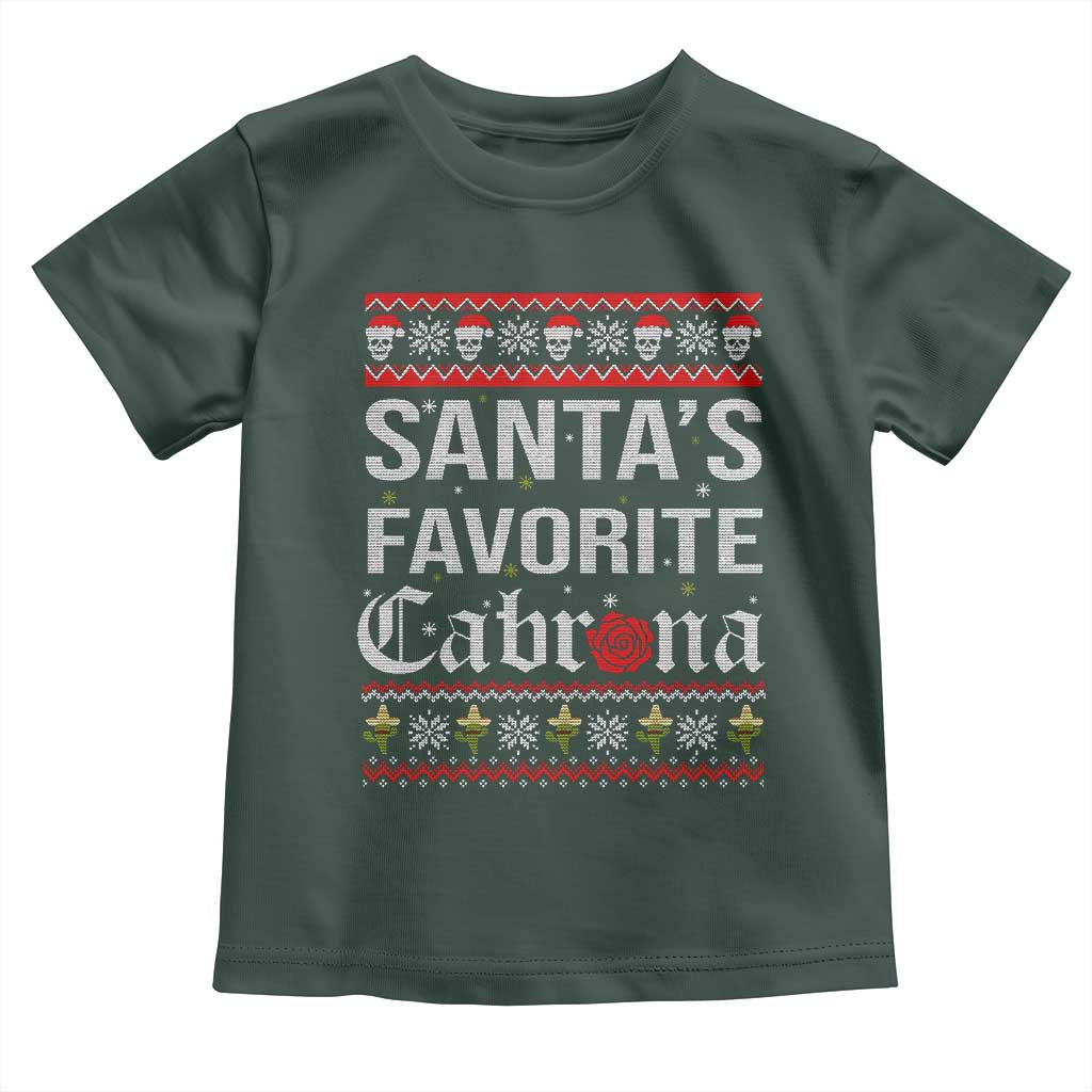 Funny Mexican Ugly Christmas Toddler T Shirt Santa's Favorite Cabrona Xmas Party Gift