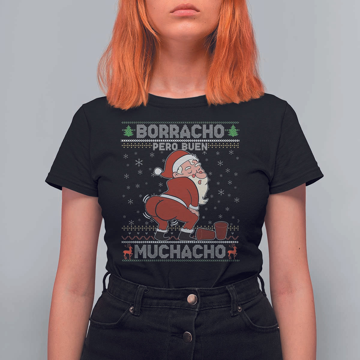 Funny Drunk Mexican Santa T Shirt For Women Borracho Pero Buen Muchacho Good Guy in Spanish - Wonder Print Shop