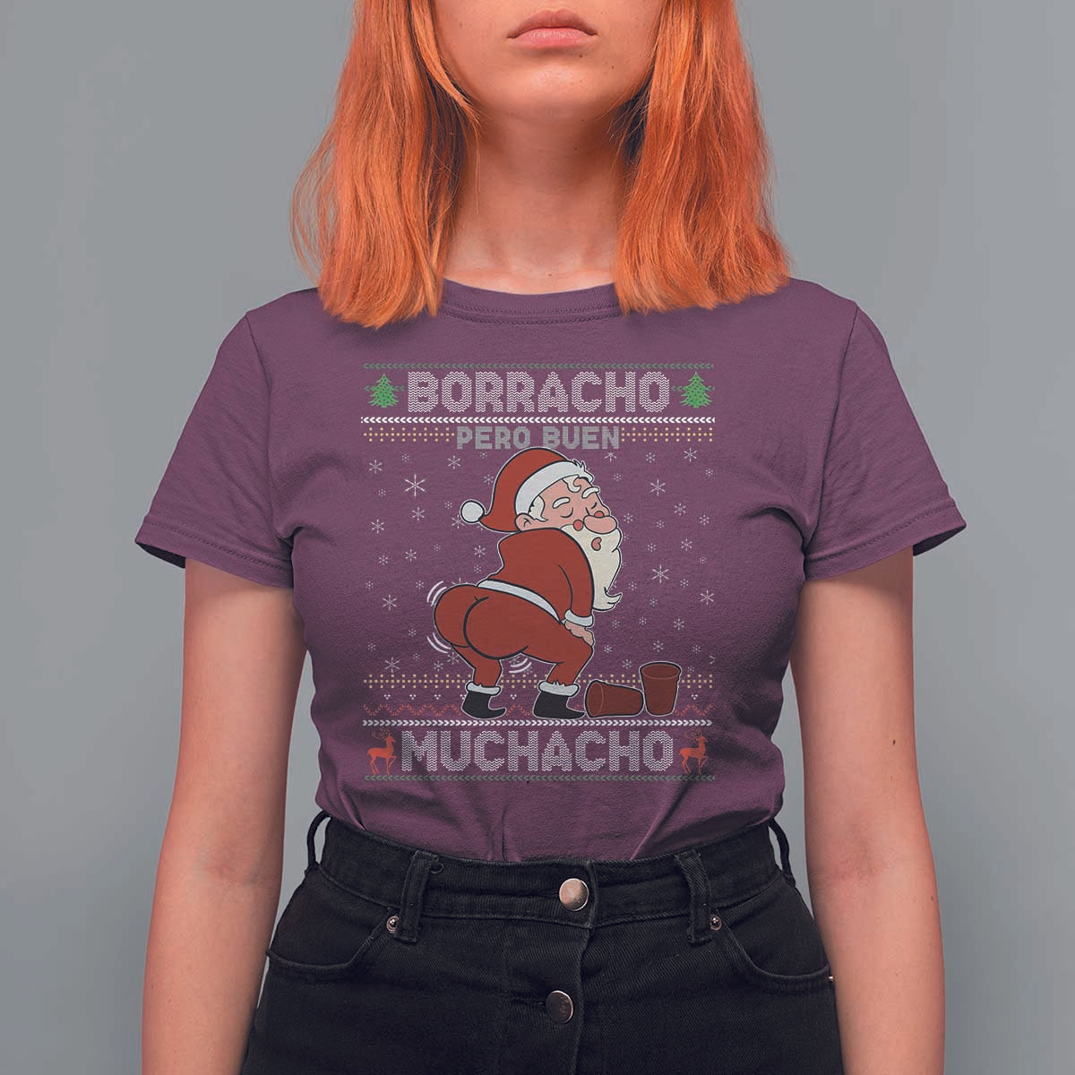 Funny Drunk Mexican Santa T Shirt For Women Borracho Pero Buen Muchacho Good Guy in Spanish - Wonder Print Shop