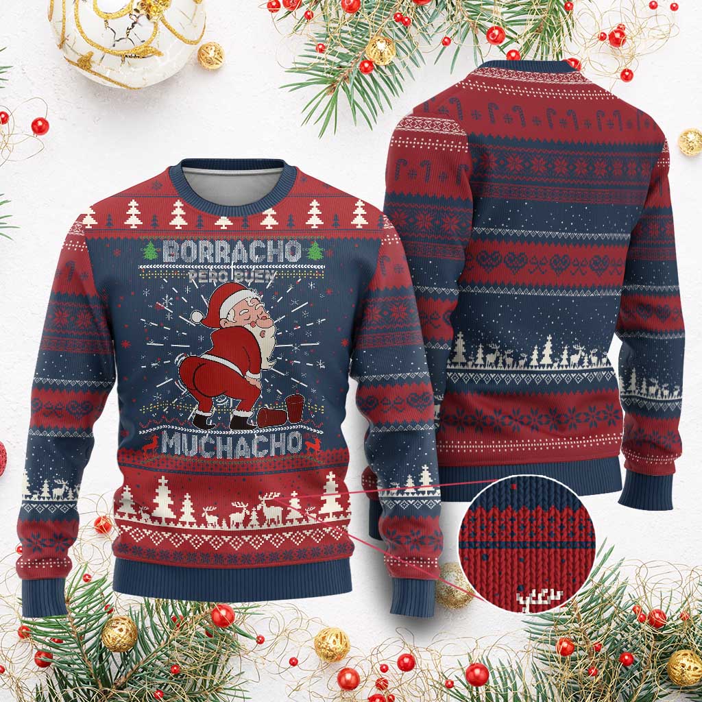 Funny Drunk Mexican Santa Ugly Christmas Sweater Borracho Pero Buen Muchacho Good Guy in Spanish - Wonder Print Shop