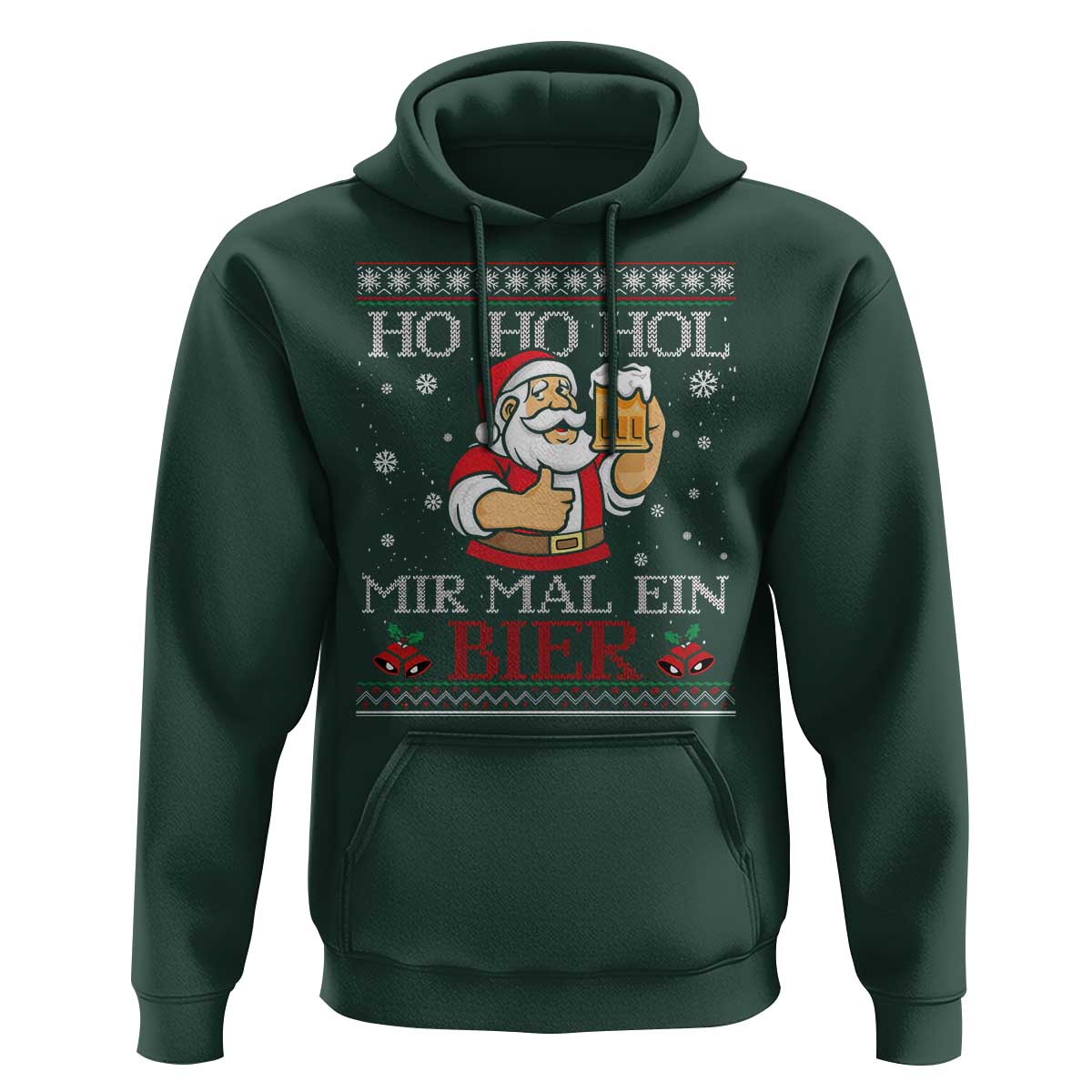 Funny Mexican Santa Drinking Hoodie Ho Ho Hol Mir Mal Ein Bier Hold Me A Beer Xmas Party