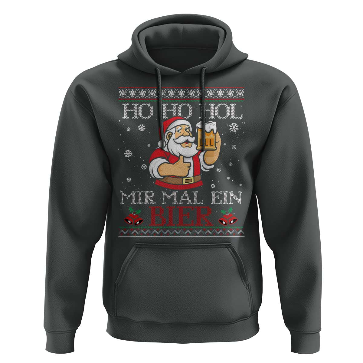 Funny Mexican Santa Drinking Hoodie Ho Ho Hol Mir Mal Ein Bier Hold Me A Beer Xmas Party