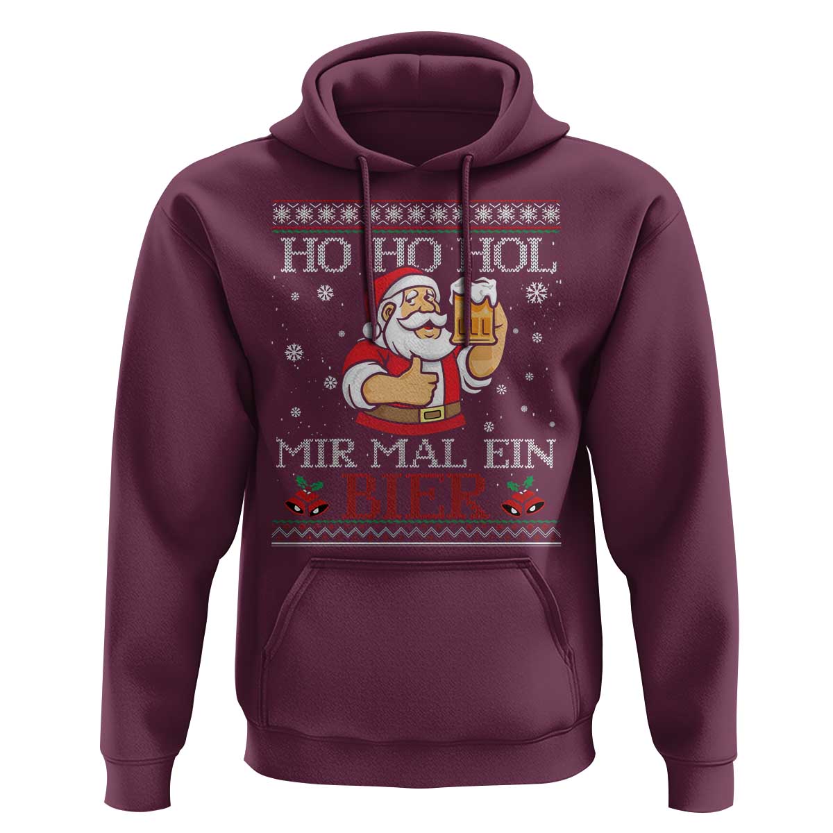 Funny Mexican Santa Drinking Hoodie Ho Ho Hol Mir Mal Ein Bier Hold Me A Beer Xmas Party