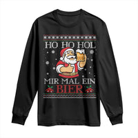 Funny Mexican Santa Drinking Long Sleeve Shirt Ho Ho Hol Mir Mal Ein Bier Hold Me A Beer Xmas Party