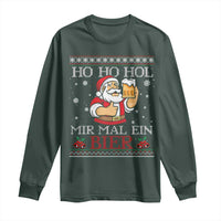 Funny Mexican Santa Drinking Long Sleeve Shirt Ho Ho Hol Mir Mal Ein Bier Hold Me A Beer Xmas Party