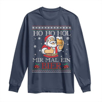 Funny Mexican Santa Drinking Long Sleeve Shirt Ho Ho Hol Mir Mal Ein Bier Hold Me A Beer Xmas Party