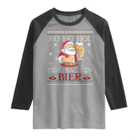 Funny Mexican Santa Drinking Raglan Shirt Ho Ho Hol Mir Mal Ein Bier Hold Me A Beer Xmas Party