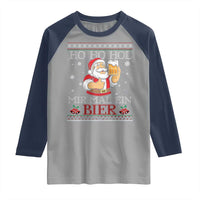 Funny Mexican Santa Drinking Raglan Shirt Ho Ho Hol Mir Mal Ein Bier Hold Me A Beer Xmas Party