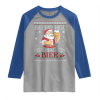 Funny Mexican Santa Drinking Raglan Shirt Ho Ho Hol Mir Mal Ein Bier Hold Me A Beer Xmas Party