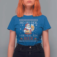 Funny Mexican Santa Drinking T Shirt For Women Ho Ho Hol Mir Mal Ein Bier Hold Me A Beer Xmas Party - Wonder Print Shop