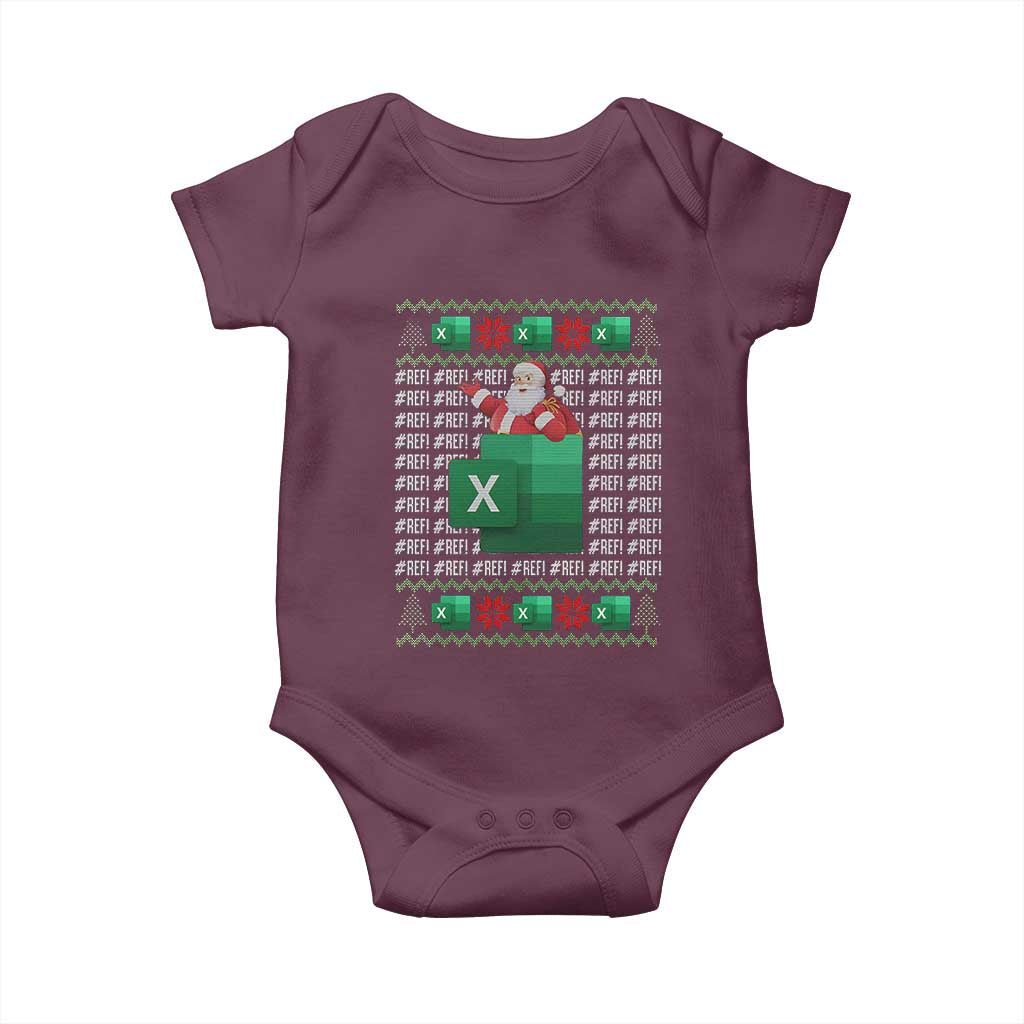 Funny Christmas Accountant Baby Onesie Excel REF Error Spreadsheet Santa Gift
